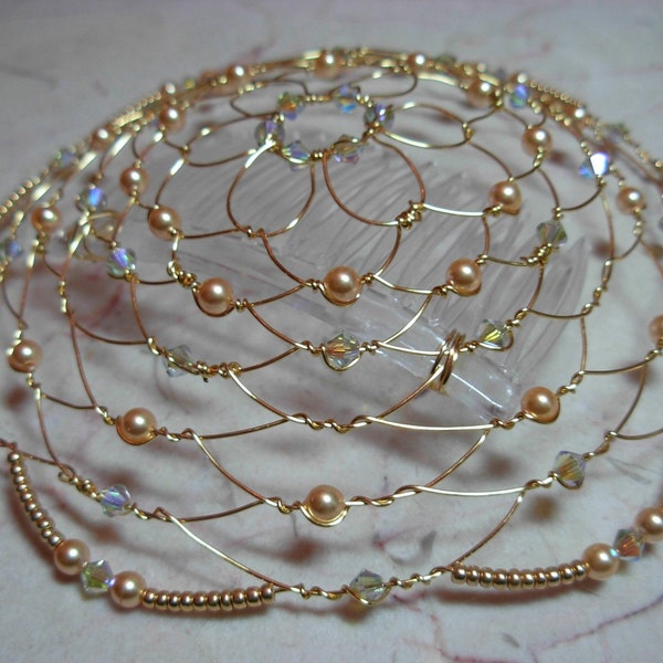 Gold bead & wire kippah