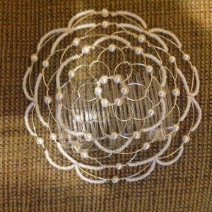 White Pearl Bead & Wire Women&#39;s kippah