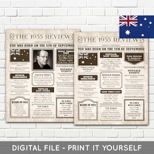 Australisch - 70 Geburtstag Zeitung Poster, 1955 Zeitung Poster, vor 70 Jahren, Geschenk zum 70 Geburtstag - DIGITAL DRUCKBARE DATEI