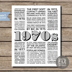 1970s in Review Back to the 70s Printable 70s Decade Party Decoration ...