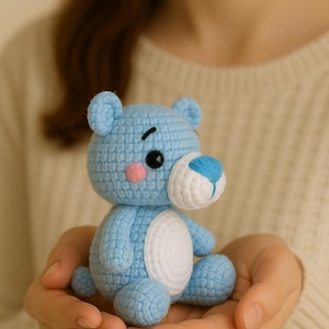 Amigurumi Bear Crochet Pattern PDF – Cute Blue Teddy Bear Tutorial, Handmade Soft Toy Design, DIY Stuffed Animal, Baby Shower Gift Idea