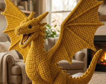 Epic Dragon Amigurumi Crochet Pattern PDF, Large Winged Dragon Plush Toy, Fantasy Scaled Stuffed Animal DIY Tutorial