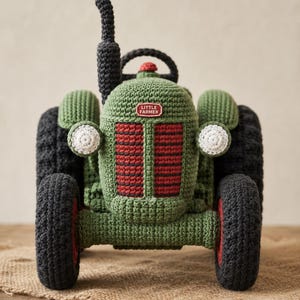 Crochet Tractor Pattern, Amigurumi Farm Vehicle PDF, Vintage Green Toy Tutorial for Little Farmer Decor
