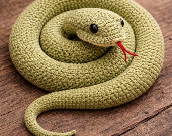 Patron de serpent Amigurumi au crochet PDF - Tutoriel de jouet serpent en peluche, serpent doux fait main, adapté aux débutants, bricolage animal en peluche