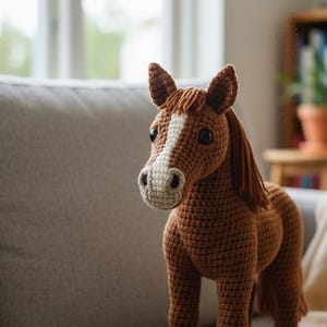 Amigurumi Horse Crochet Pattern PDF – Stuffed Toy Pony Plush DIY Farm Animal – Handmade Equestrian Doll, Instant Download