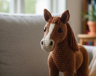 Amigurumi Horse Crochet Pattern PDF – Stuffed Toy Pony Plush DIY Farm Animal – Handmade Equestrian Doll, Instant Download