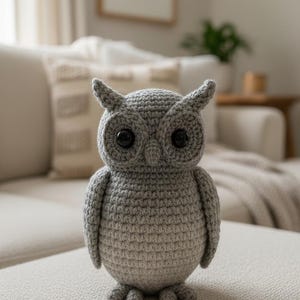 Patrón de búho de crochet en PDF • Tutorial de búho de hilo suave de peluche de búho amigurumi • Patrón de animal de crochet fácil DIY Búho de peluche Descarga digital