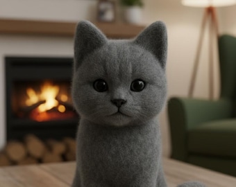 Realistic Cat Amigurumi Crochet Pattern PDF – Grey White Kitten Plush Toy DIY Tutorial – Handmade Felted Cat Decor Digital Download