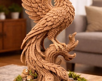 Patrón de ganchillo de fénix, PDF de amigurumi de ave mítica, tutorial de ave fantástica, decoración realista de fénix, diseño de ganchillo llamativo de gran tamaño