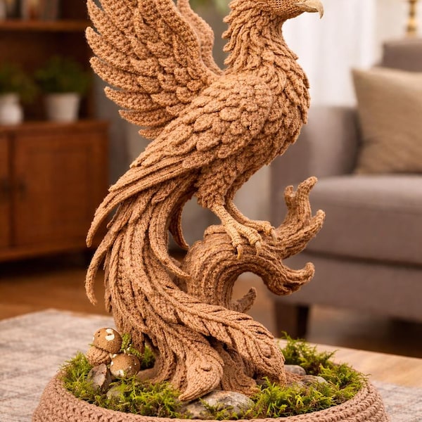 Phoenix Crochet Pattern, Mythical Bird Amigurumi PDF, Fantasy Bird Tutorial, Realistic Phoenix Decor, Large Statement Crochet Design