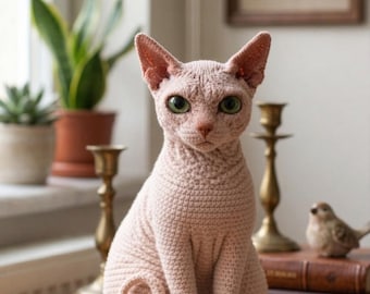 Realistic Sphynx Cat Crochet Pattern PDF, Hairless Cat Amigurumi, Hyper Realistic Cat Plush Pattern, Detailed Animal Toy Tutorial,