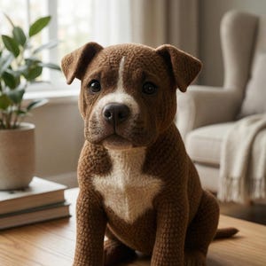 Realistic Pitbull Puppy Amigurumi Pattern PDF • Crochet Brown Dog Pattern • Lifelike Puppy Tutorial • Detailed Crochet Dog PDF