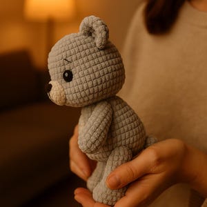 Crochet Teddy Bear Pattern PDF • Amigurumi Bear Plush Toy • Soft Yarn Stuffed Animal Tutorial • Easy DIY Crochet Pattern Digital Download
