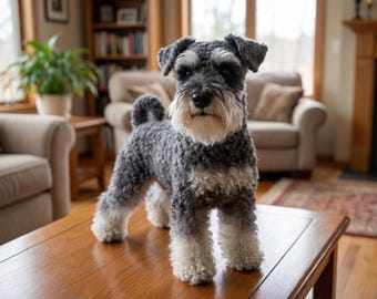Schema all'uncinetto per Schnauzer nano realistico, PDF amigurumi per cani realistici, cucciolo con pelliccia testurizzata, giocattolo fatto a mano, tutorial dettagliato per realizzare un animale all'uncinetto