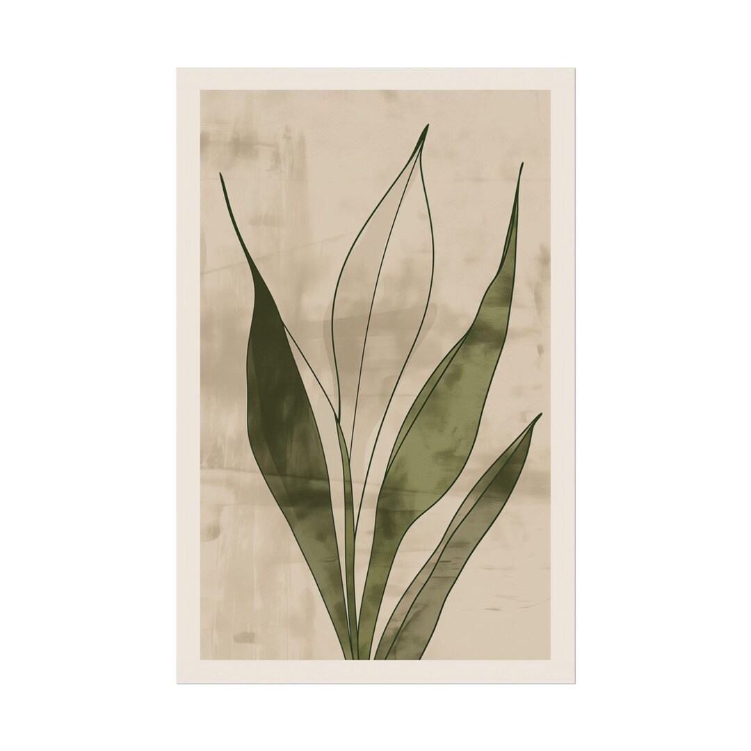 Image showcasing Snake Plant Wall Art Poster, Botanical Decor, Minimalist Home Decor ...