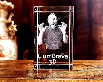 Personalized 3D Crystal with Your Photo | Custom Laser Engraved Glass Keepsake | 2D & 3D Engraving Gift