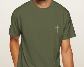 Distressed Cross T-Shirt: Vintage Christian Tee, Comfort Colors