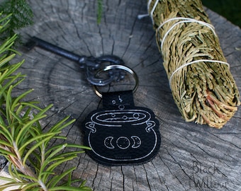 Cauldron Faux Leather Keychain