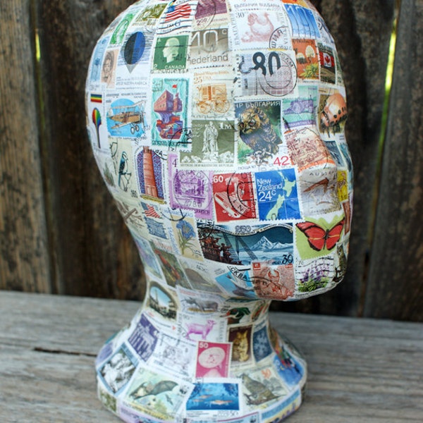 International postage stamps  Mannequin Head Wig Hat  Display Vintage