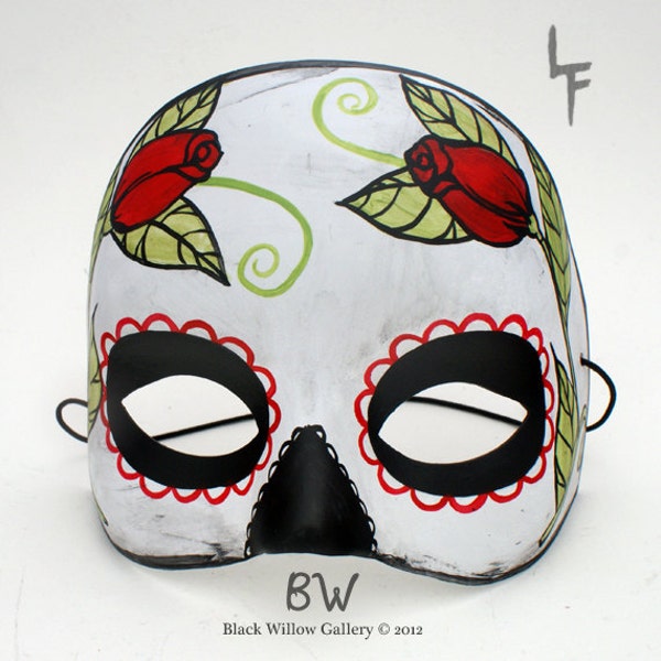 Vintage Black Red Roses Day of the Dead Mask sugar skull 2012 Collection