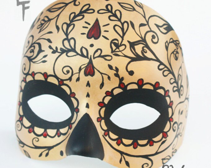 Gold Sugar Skull Day of the Dead Hand Painted Mask Original Etsy