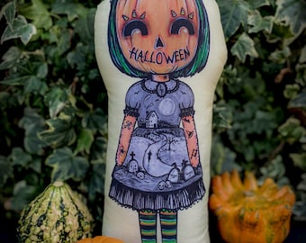 Autumn Art Doll Pillow by Lupe Flores