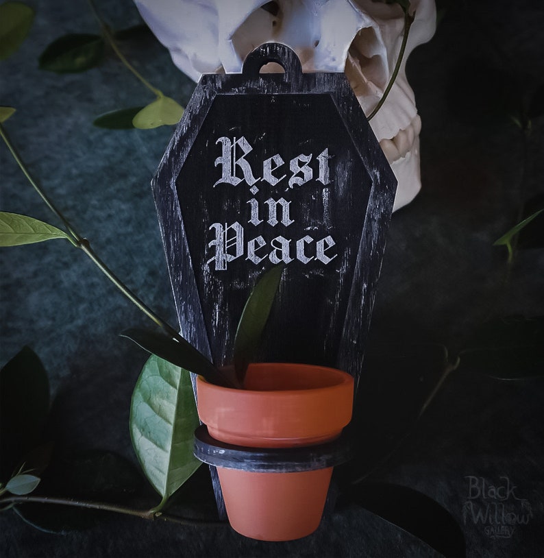 Rest in Peace Mini Coffin Planter image 1