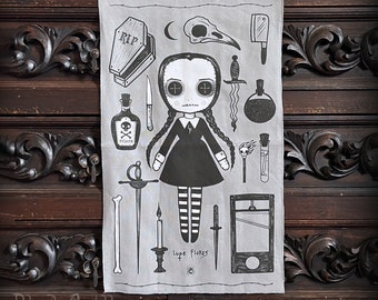 Miss Addams' Haunted Linen Cotton Tea Towel Kitchen Towel