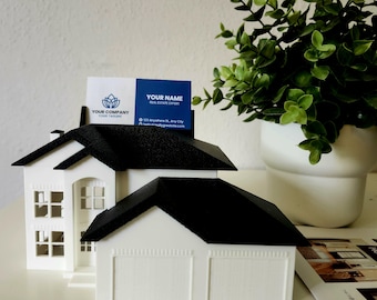 Card Holder Personalized House Business  – 3D Printed Realtor Gift, Unique Desk Display, Personalized Marketing Stand