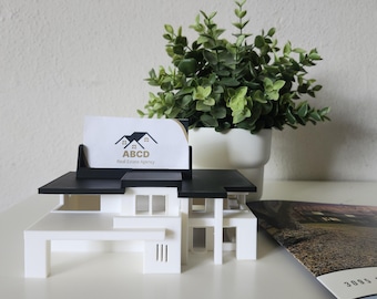 Card Holder Personalized House Business  – 3D Printed Realtor Gift, Unique Desk Display, Personalized Marketing Stand