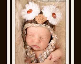 Brown Owl Hat, MADE TO ORDER, All Sizes, Newborn, Baby, Toddler, Child, Adult, Wild Animal Hat, Barn Owl Hat, Photography Prop, Woodland