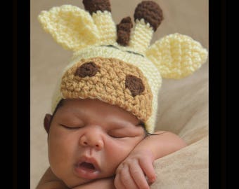 Giraffe Hat, MADE TO ORDER, All Sizes, Newborn, Baby, Toddler, Child, Adult, Wild Animal Hat, Safari Hat, Photography Prop, Winter Hat