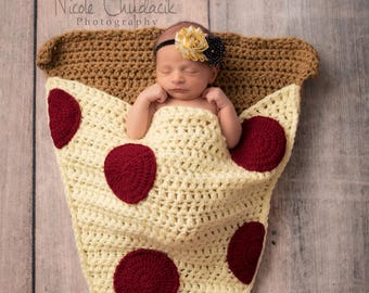 Pizza Slice Cocoon Blanket, MADE To ORDER, All Sizes, Baby Shower Gift, Gift for Him, Gift for Her, Newborn Photo Prop, Best Seller