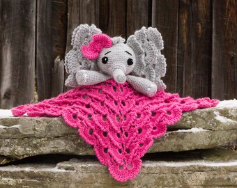 Elephant Lovey Security Blanket, CUSTOM MADE, Crochet Elephant, Toy Elephant Blanket, Stuffed Elephant, Baby Lovey, Baby Shower, Photo Prop