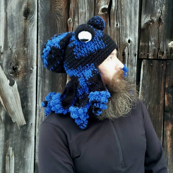 Octopus Hat Black CUSTOM ORDER, Large Child to Adult Size  display picture 1