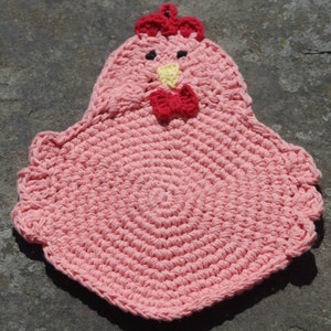 Chicken Rooster Crochet PotholderMade To OrderTrivet, Hot Pad, Pot Holder, Dishcloth, Kitchen Chicken, Swanky Chicken, Rooster image 5