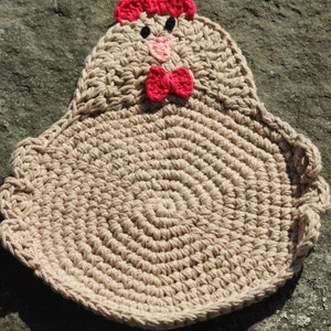 Chicken Rooster Crochet PotholderMade To OrderTrivet, Hot Pad, Pot Holder, Dishcloth, Kitchen Chicken, Swanky Chicken, Rooster image 4