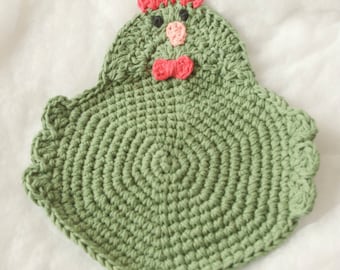 Chicken Rooster Crochet Potholder--Made To Order--Trivet, Hot Pad, Pot Holder, Dishcloth, Kitchen Chicken, Swanky Chicken, Rooster