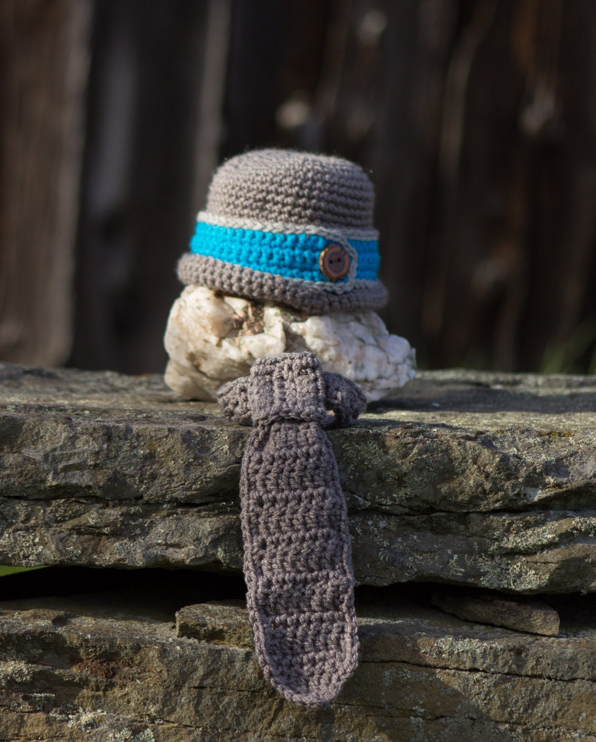 Crochet Hat & Tie Set CUSTOM MADE Baby Boy Necktie Brimmed Etsy