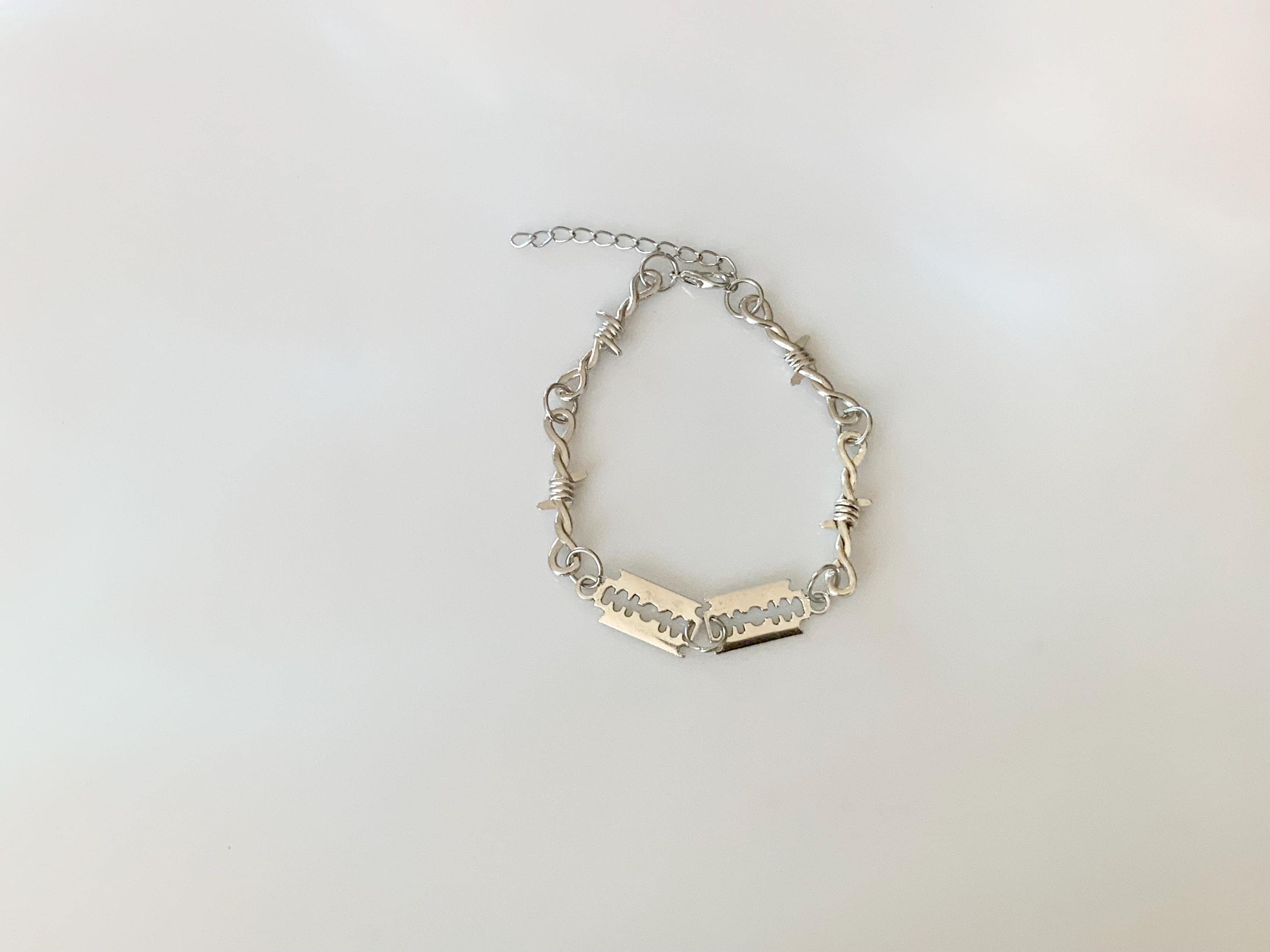 Barb Barbed Wire Razor Blade Charm Bracelet Jewelry Thorn Punk 