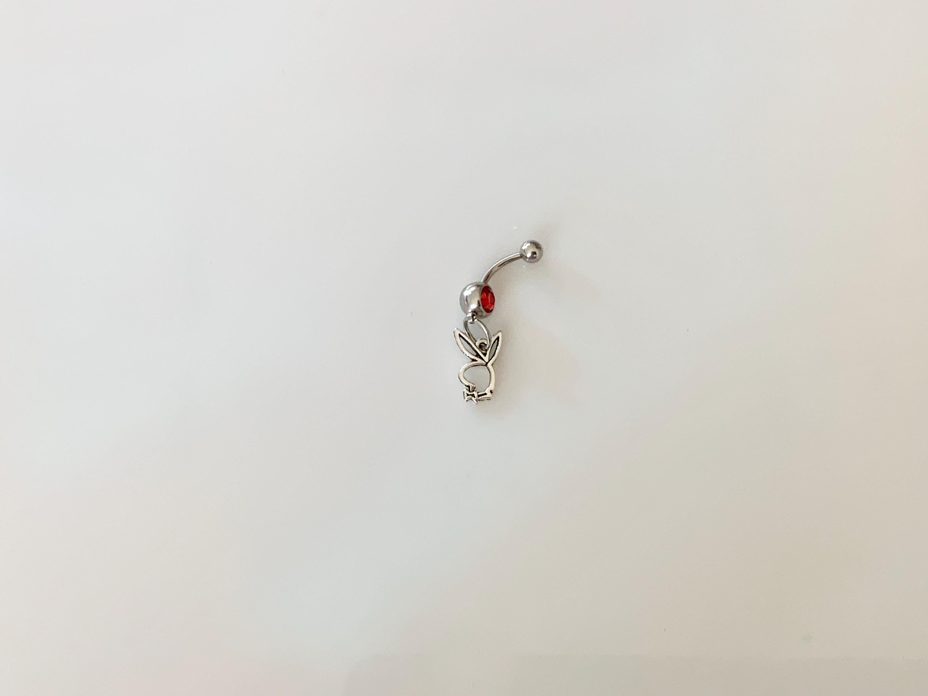 Piercing Nombril Playboy - Lapin Diamant Vert + Argent - Neuf Avec étiquette