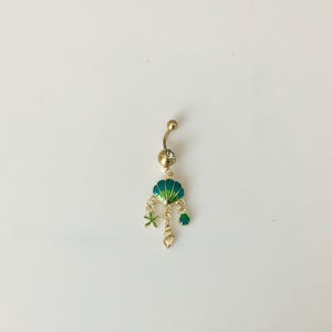 Piercing para el ombligo con dije de concha marina, joyería corporal, vacaciones en la playa