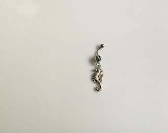 Piercing para el ombligo con dije de caballito de mar oceánico