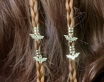 Bat Hair Clips Charms Set Of 4 Braids Silver Tone Jewelry Accessories Decoration
