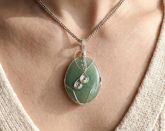 Natural 150Ct Green Jade Pendant | Natural Oval Necklace for Meditation, Energy Cleansing, Spiritual Growth | Handmade Crystal Jewellery