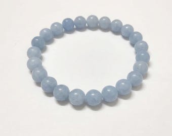 Aquamarine Crystal Bracelet | Certified Handmade Gemstone Jewellery for Clarity, Peace & Spiritual Balance | Beaded Stretch Bracelet Gift