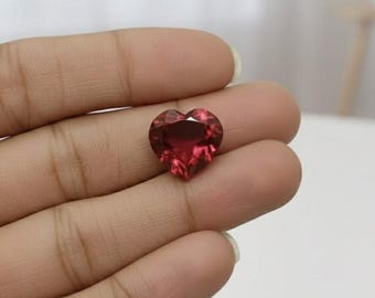 Red Ruby Heart Cut Gemstone | 10–12CT Natural Loose Ruby for Jewellery Making | Faceted Ruby Crystal for Ring Pendant Necklace |