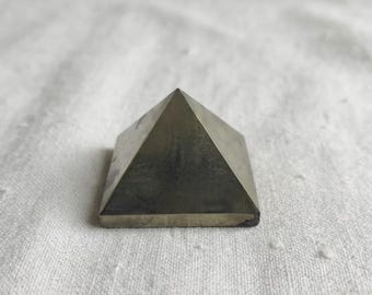 Handmade Pyrite Pyramid | Certified Crystal for Wealth Abundance & Protection | Manifestation Stone for Success | Energy Healing Decor