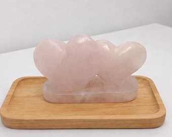 Rose Quartz Double Heart Figurine | Natural Crystal Love Gift for Couples, Romance & Wedding Decor | Twin Heart Statue for Relationship