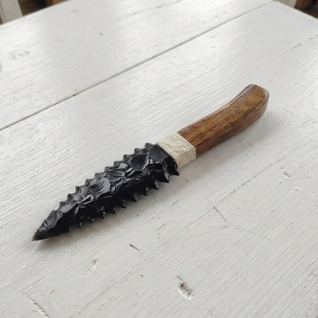 Small Ritual Knife Buy Handcrafted Black Obsidian Ritual Knife Flint Knapped Crystal Blade ...